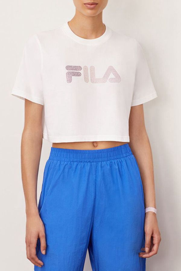 Camisetas Fila Mujer Blancas - Nasiba Crop - España 085649GXY